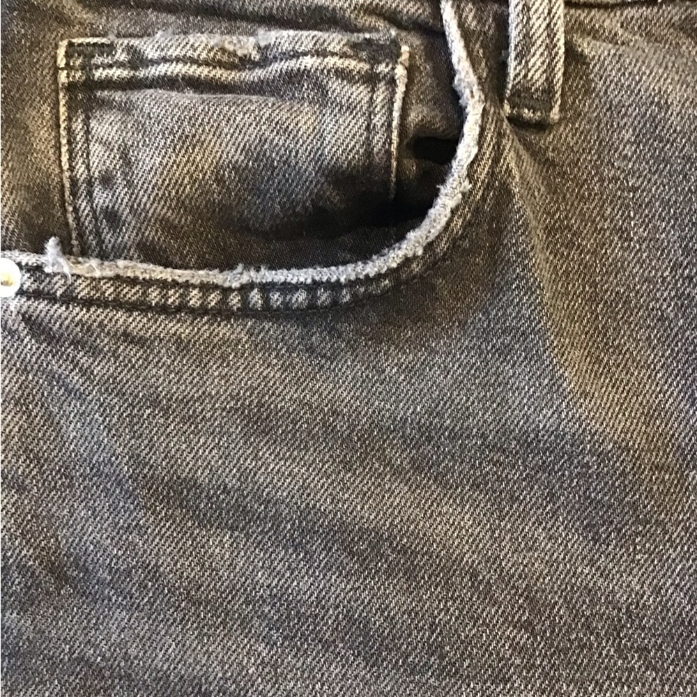 ZARA High Rise Straight Leg Jeans Faded Black Raw Hem - Size 4 / 26 - Picture 9 of 9